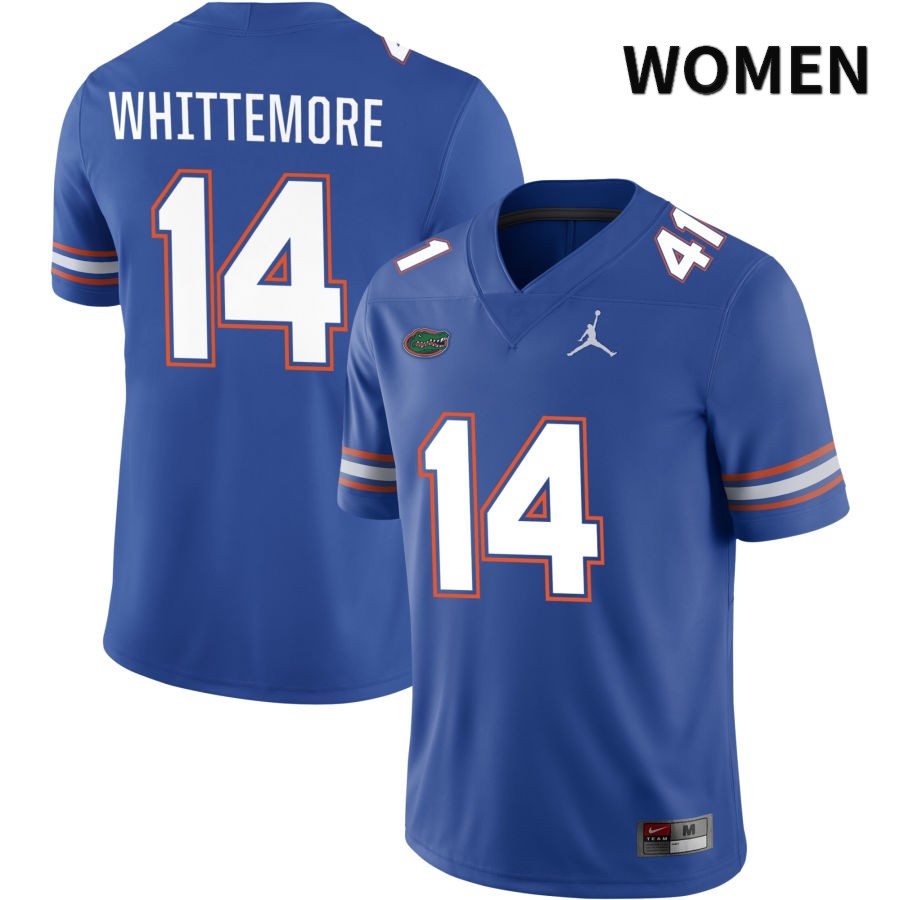 NCAA Florida Gators Trent Whittemore Women's #14 Jordan Brand Royal 2022 NIL Stitched Authentic College Football Jersey JME7864FD